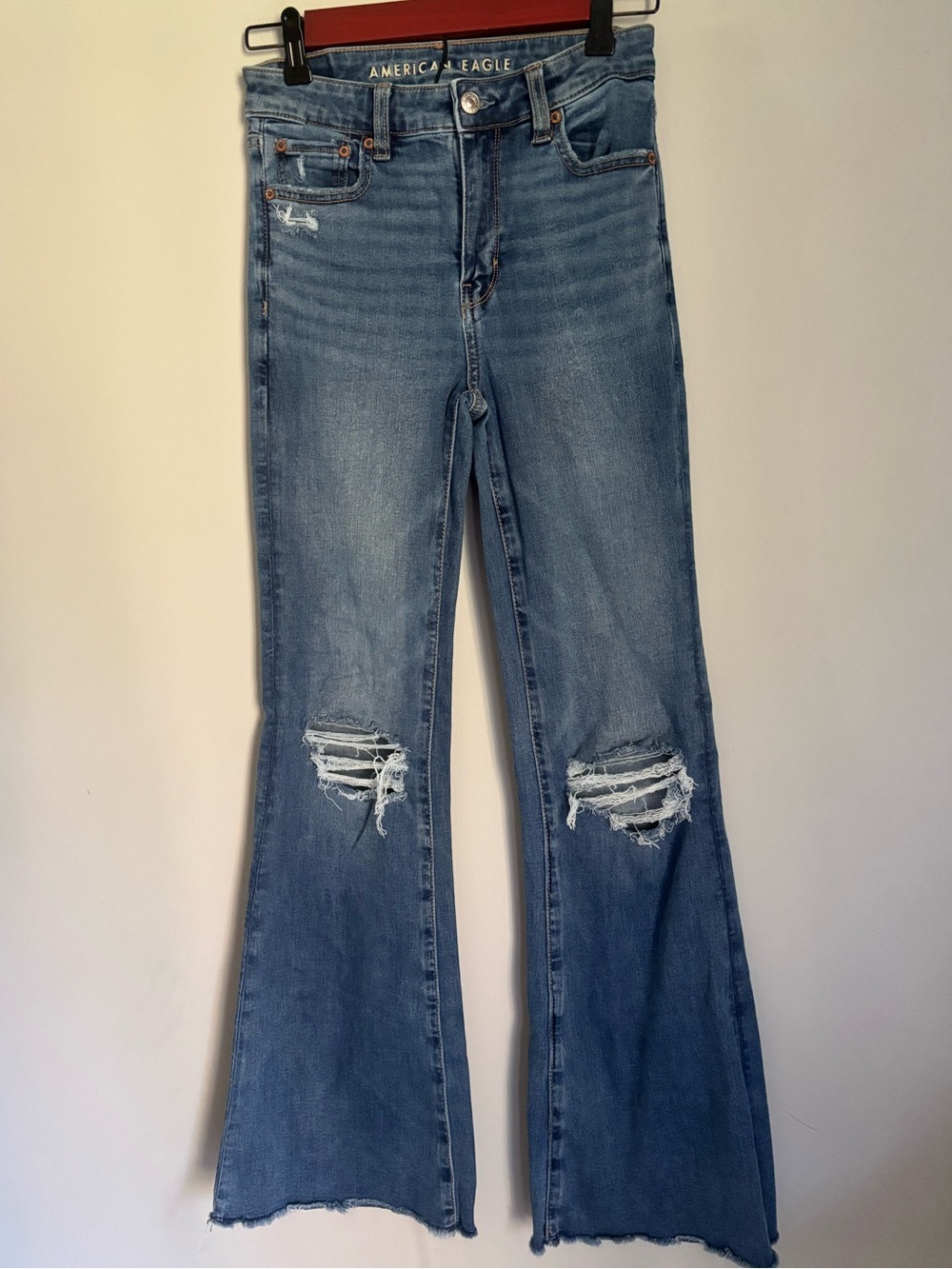 American Eagle Outfitters Flare Jeans in Dark Blue Wash